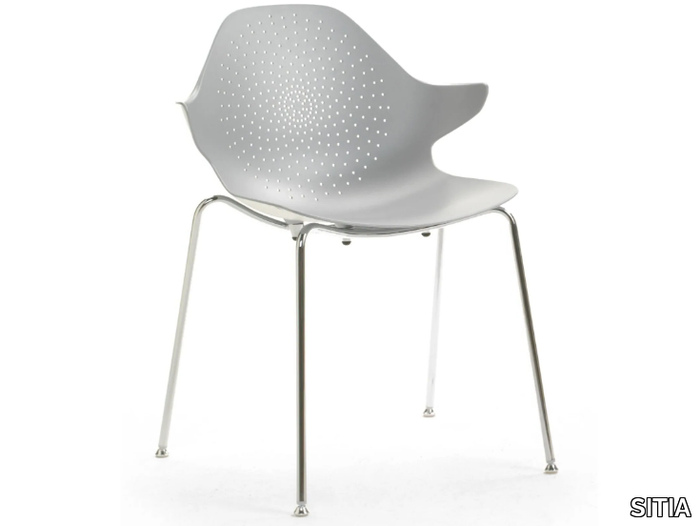 KLERA - Stackable aluminium chair with armrests _ SITIA