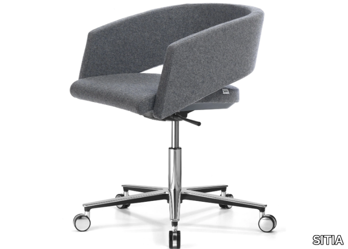 MAJOR - Contemporary style fabric chair with castors with armrests with 5-spoke base _ SITIA