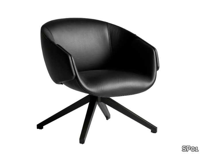 ANITA - Swivel leather armchair with armrests _ SP01