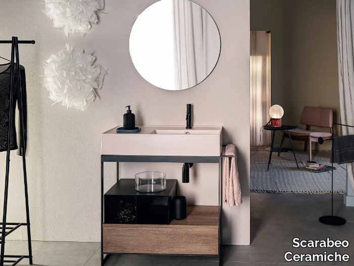 SOLID - Metal vanity unit with towel rail _ Scarabeo Ceramiche