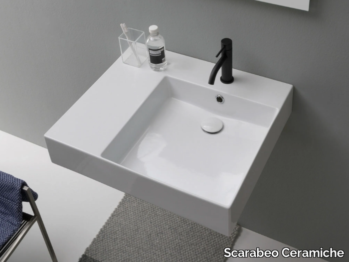 TEOREMA 2.0 PLUS - Rectangular single ceramic washbasin _ Scarabeo Ceramiche