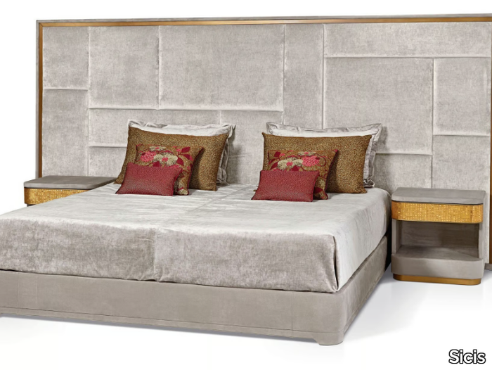 CASANOVA - Double bed with integrated nightstands with upholstered headboard _ Sicis