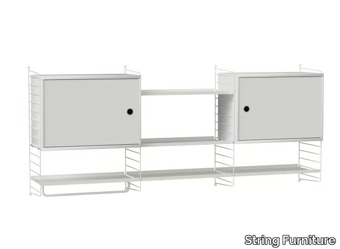 KITCHEN M - Horizontal powder coated steel wall cabinet with shelving _ String Furniture
