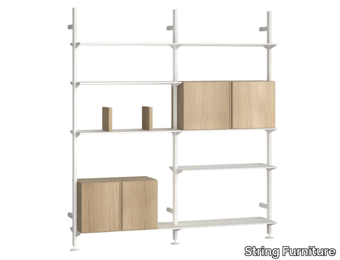 PIRA G2 - Open wall-mounted aluminium and wood bookcase _ String Furniture