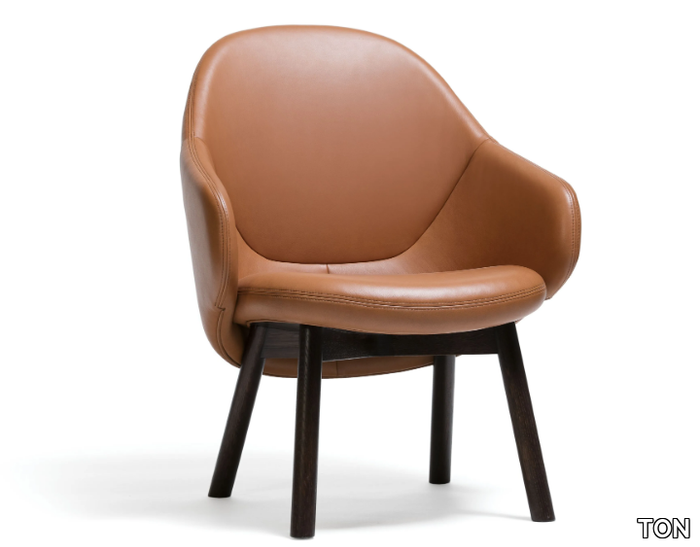 ALBU LOUNGE - Leather easy chair with armrests _ TON