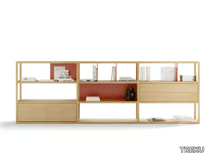 KAI 48 - Open sectional oak bookcase _ TREKU