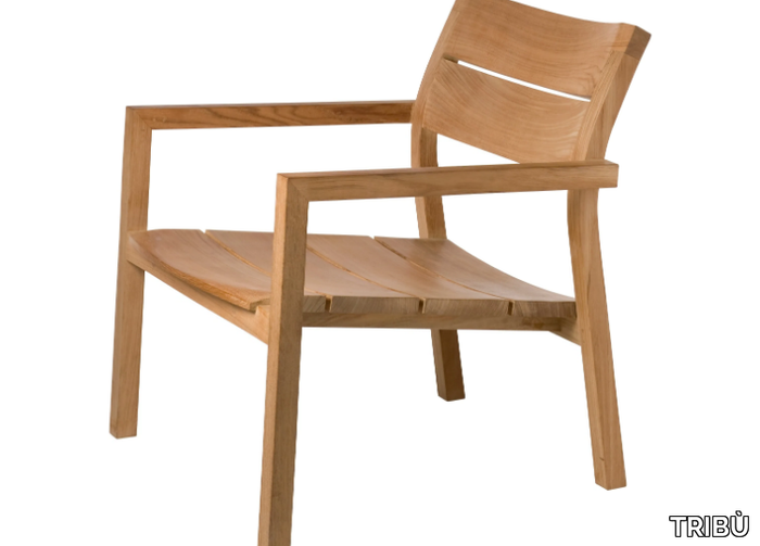 KOS - Garden teak lounge chair with armrests _ TRIBÙ