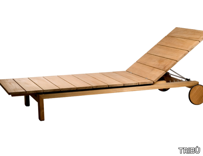 KOS - Recliner teak lounger with castors _ TRIBÙ