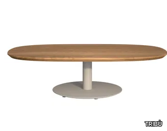 T-TABLE - Oval low teak garden side table _ TRIBÙ