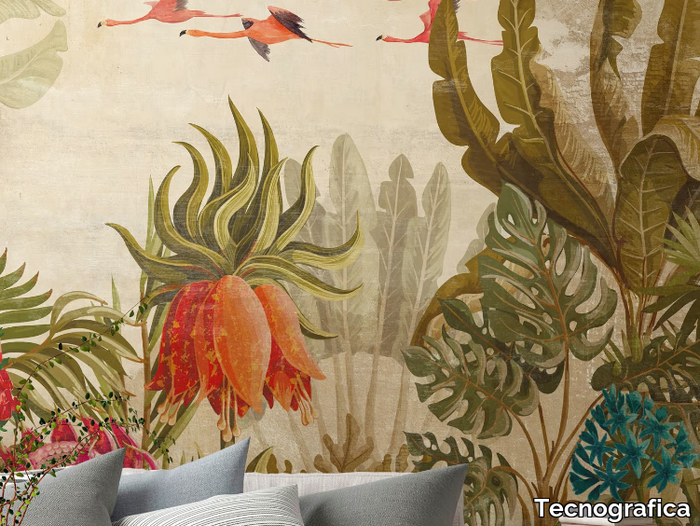 COLONIAL - Contemporary style Tropical fabric wallpaper _ Tecnografica