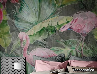 FLAMINGO - Digital printing wallpaper with floral pattern _ Tecnografica