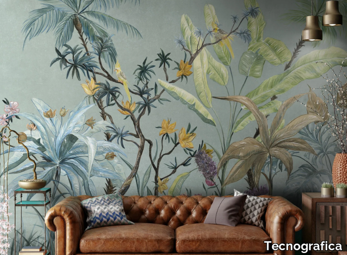 POLLY - Digital printing wallpaper with floral pattern _ Tecnografica