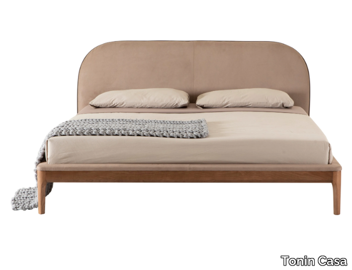 BERNINI - Nabuk double bed with upholstered headboard _ Tonin Casa