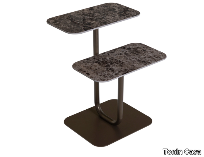 LEVELS - Coffee table in porcelain stoneware and painted metal base _ Tonin Casa