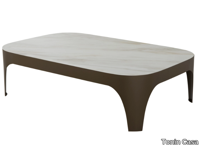 MODÌ - Rectangular coffee table in steel and top in porcelain stone _ Tonin Casa