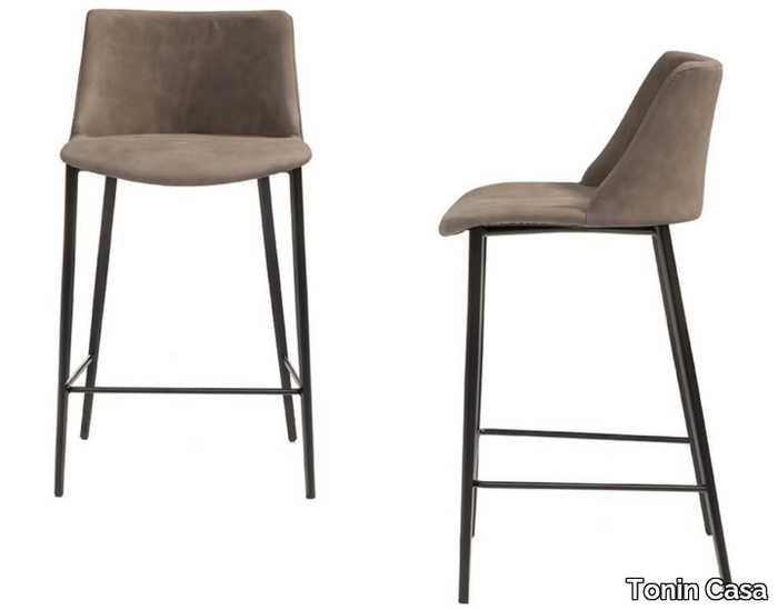 AGATA - Leather stool with footrest _ Tonin Casa