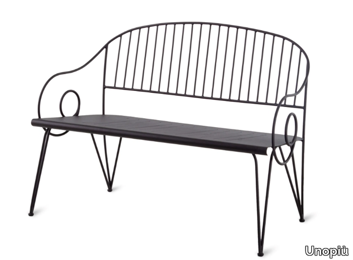 ARIETE - Iron garden bench with back _ Unopiù