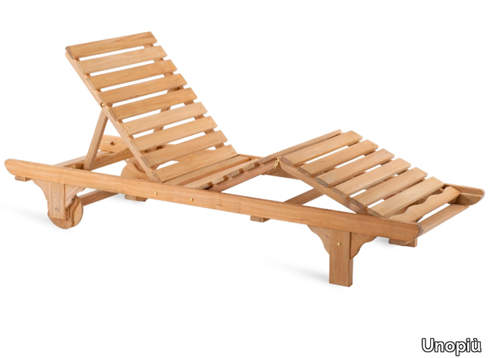 CHELSEA - Recliner teak sun lounger with castors _ Unopiù