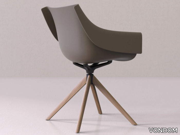 MANTA - Trestle-based wooden garden chair with armrests _ VONDOM