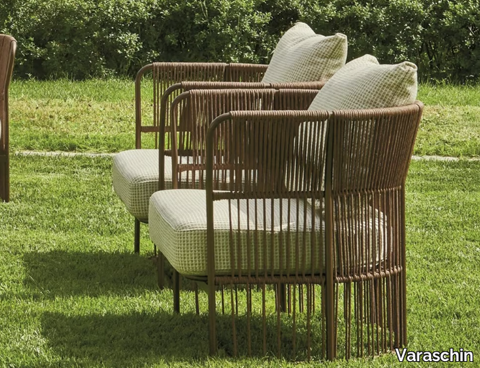 TIBIDABO - Armchair with armrests and synthetic fiber weaving _ Varaschin