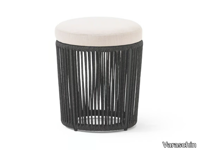 TIBIDABO - Round powder coated aluminium garden pouf _ Varaschin