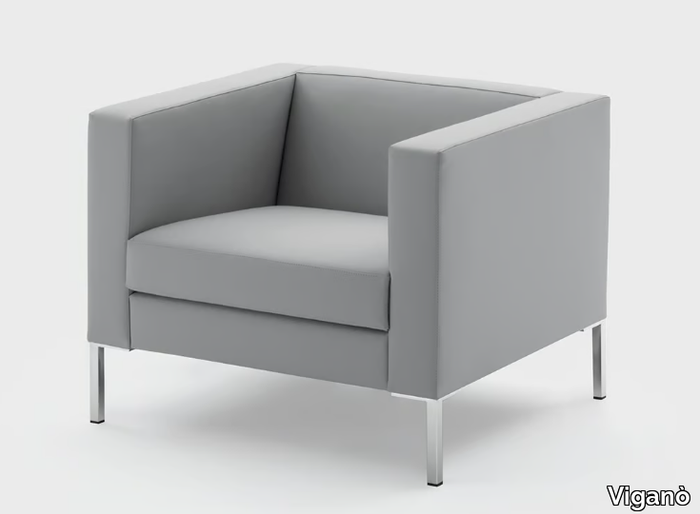 CUBIKO - Leather armchair with armrests _ Viganò