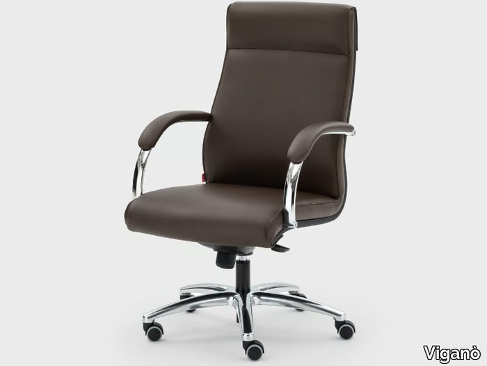 ICARO - Leather executive chair with 5-spoke base with headrest _ Viganò