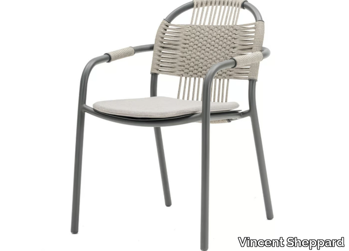 CLEO - Aluminium garden chair with armrests _ Vincent Sheppard