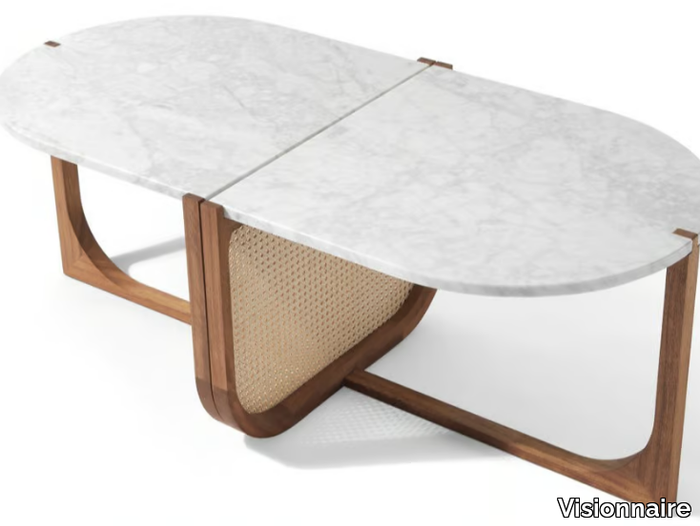 VIENNA - Marble and wooden high side table _ Visionnaire