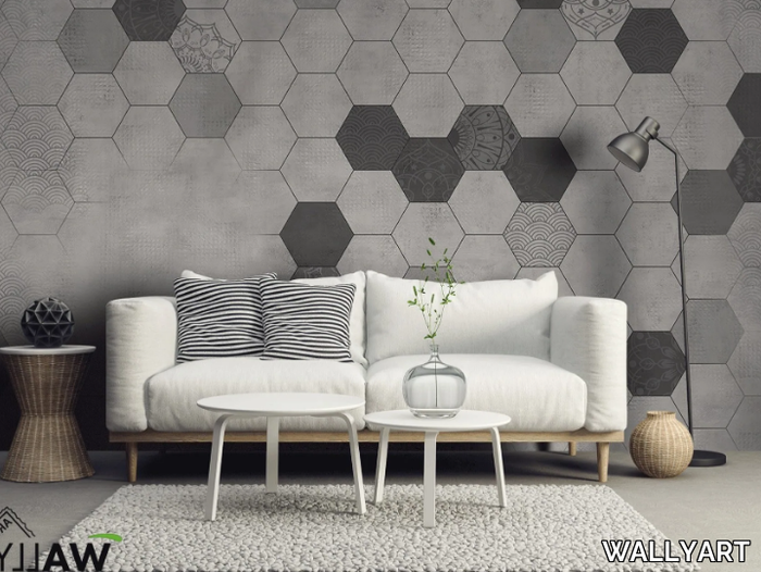 KIRA - Fire retardant washable encaustic effect nonwoven wallpaper _ WALLYART
