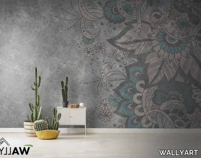 SORAYA - Fire retardant washable nonwoven wallpaper with floral pattern _ WALLYART