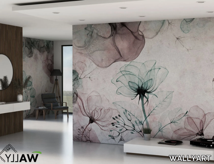 AMELIE - Washable nonwoven wallpaper with floral pattern _ WALLYART