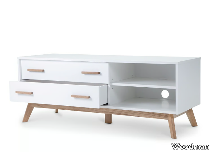 KENSAL NORDIC - Melamine-faced chipboard TV cabinet with drawers with cable management _ Woodman