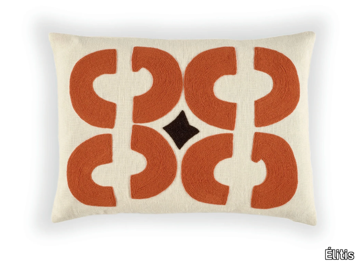 BAHIA - Rectangular embroidered linen cushion _ Élitis
