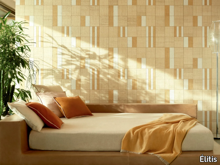 MERIDA - PARTITURA - Raffia wall fabric with graphic pattern _ Élitis